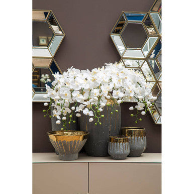 Cyrus Small Grey and Gold Finish Planter