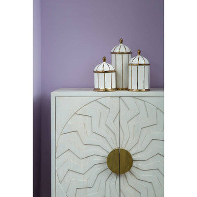 Coletta Large White and Gold Ceramic Jar