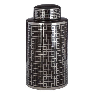 Daria Black And Silver Finish Small Ceramic Jar