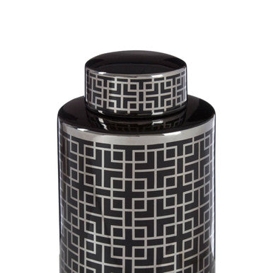 Daria Black And Silver Finish Small Ceramic Jar