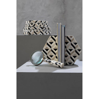 Harlo Ivory and Black Set of 2 Bookends