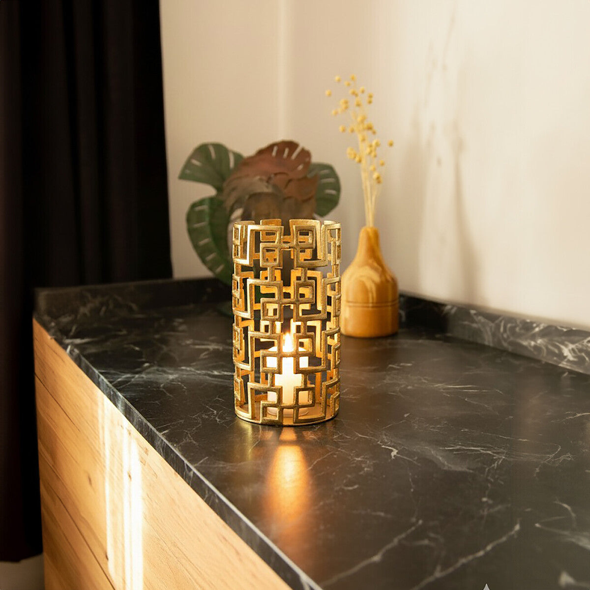 Delphi Large Gold Hurricane Candle Holder
