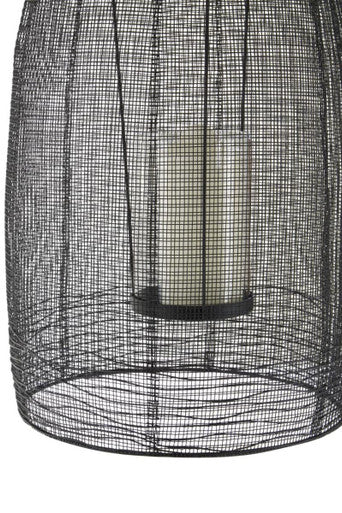 Trento Black Woven Wire Large Lantern with Glass Insert