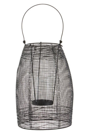 Trento Black Woven Wire Small Lantern with Glass Insert