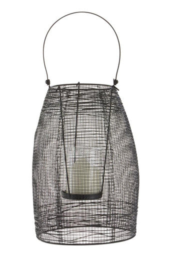 Trento Black Woven Wire Small Lantern with Glass Insert