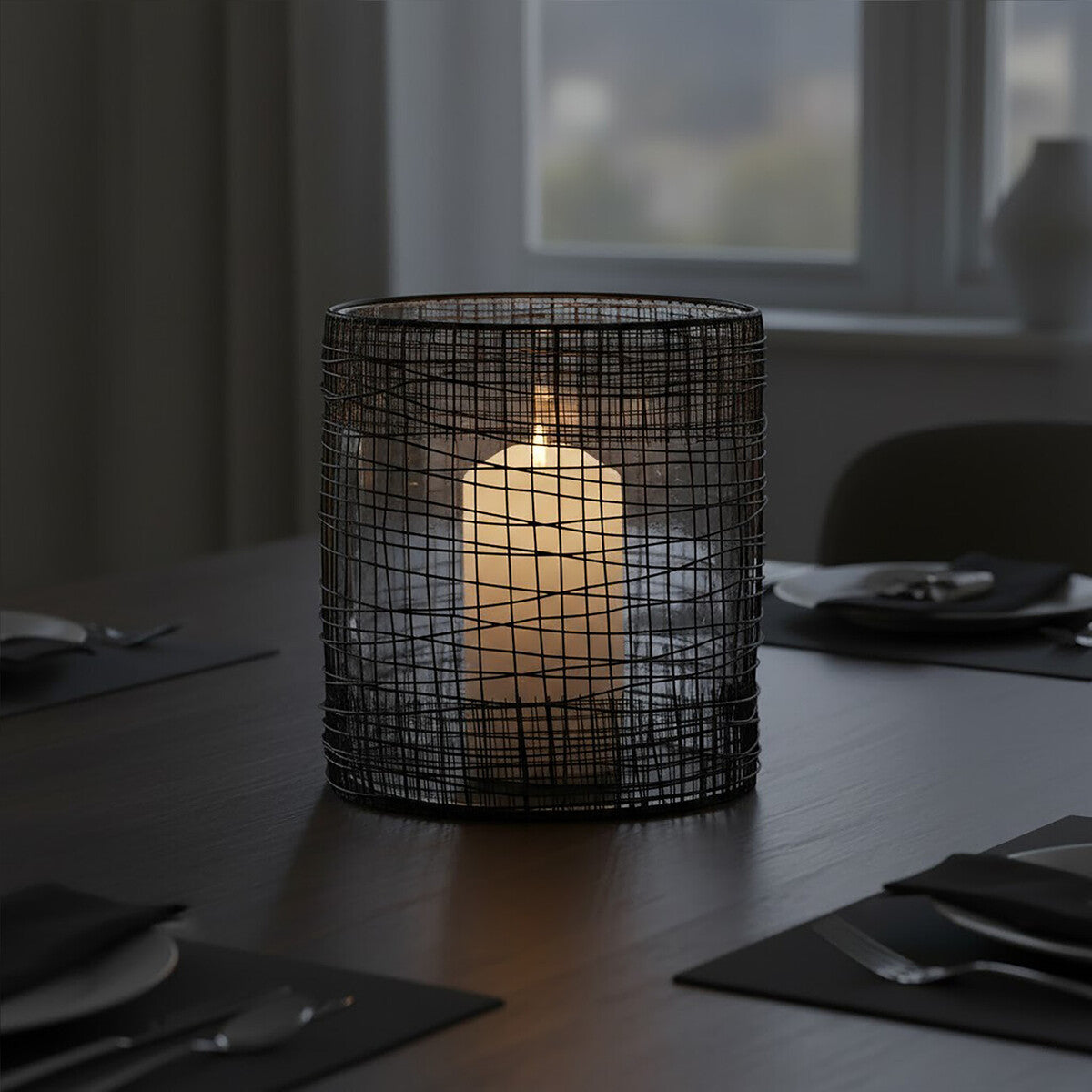 Trento Woven Wire Candle Holder with Glass Insert