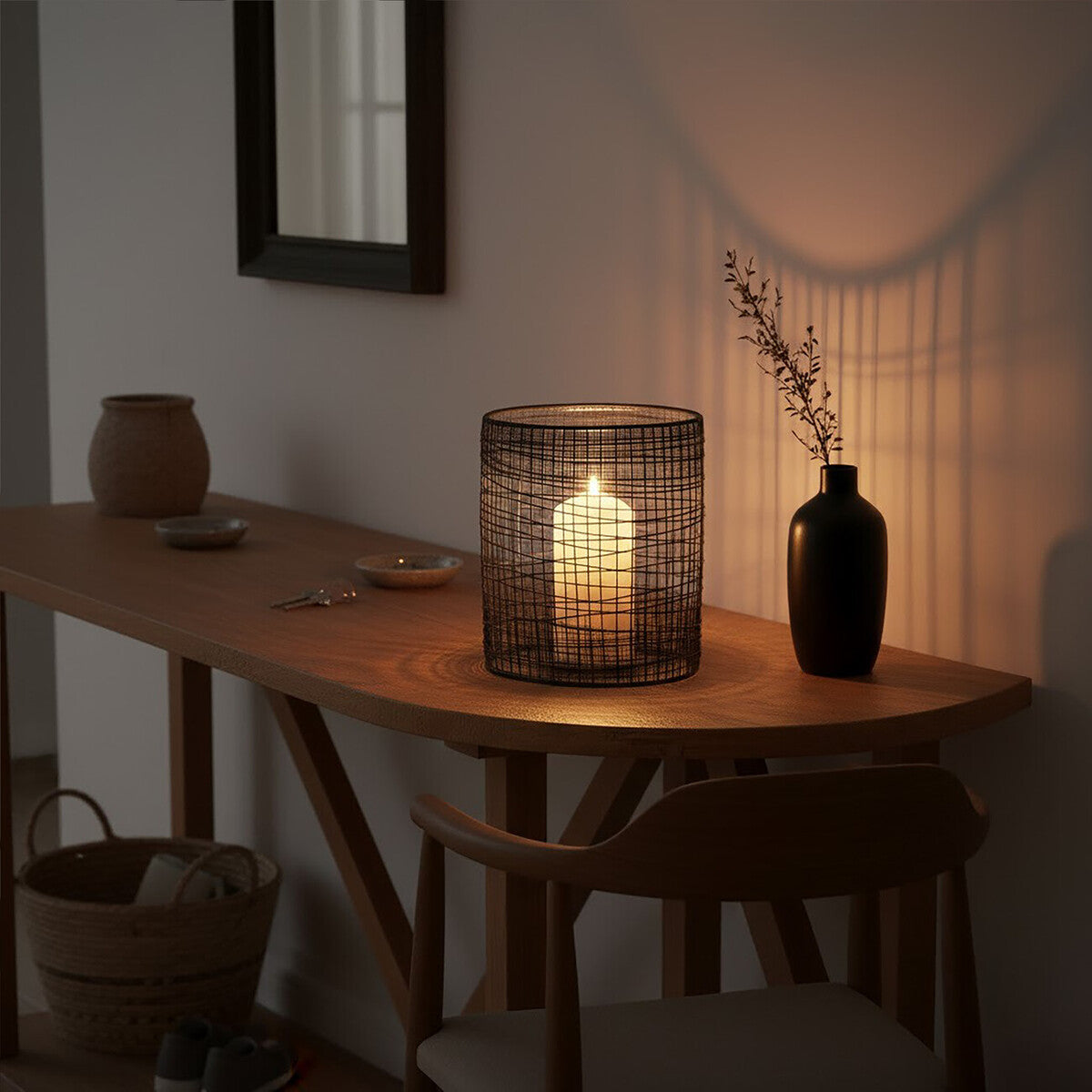 Trento Woven Wire Candle Holder with Glass Insert
