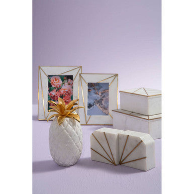 Sena White Marble and Gold Bookends