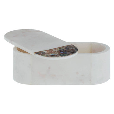 Marella White Marble and Paua Shell Trinket Box