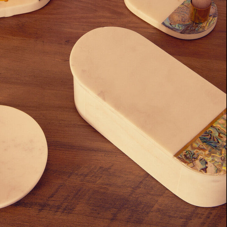 Marella White Marble and Paua Shell Trinket Box