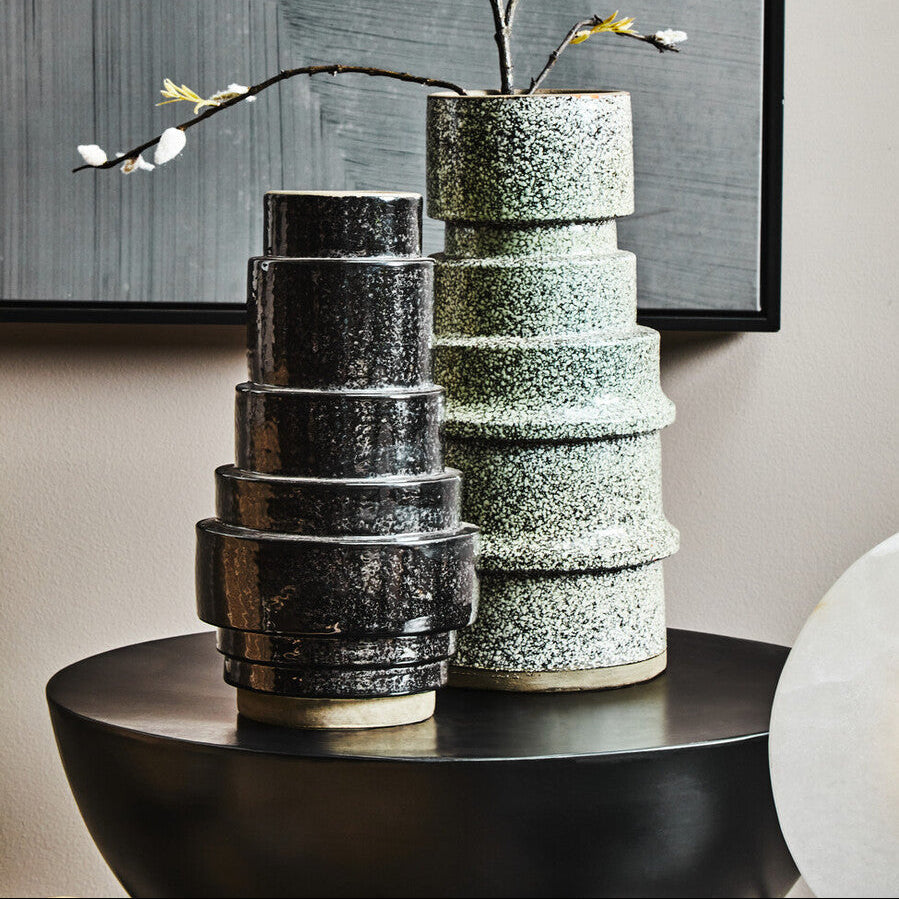 Kaga Black Earthenware Vase