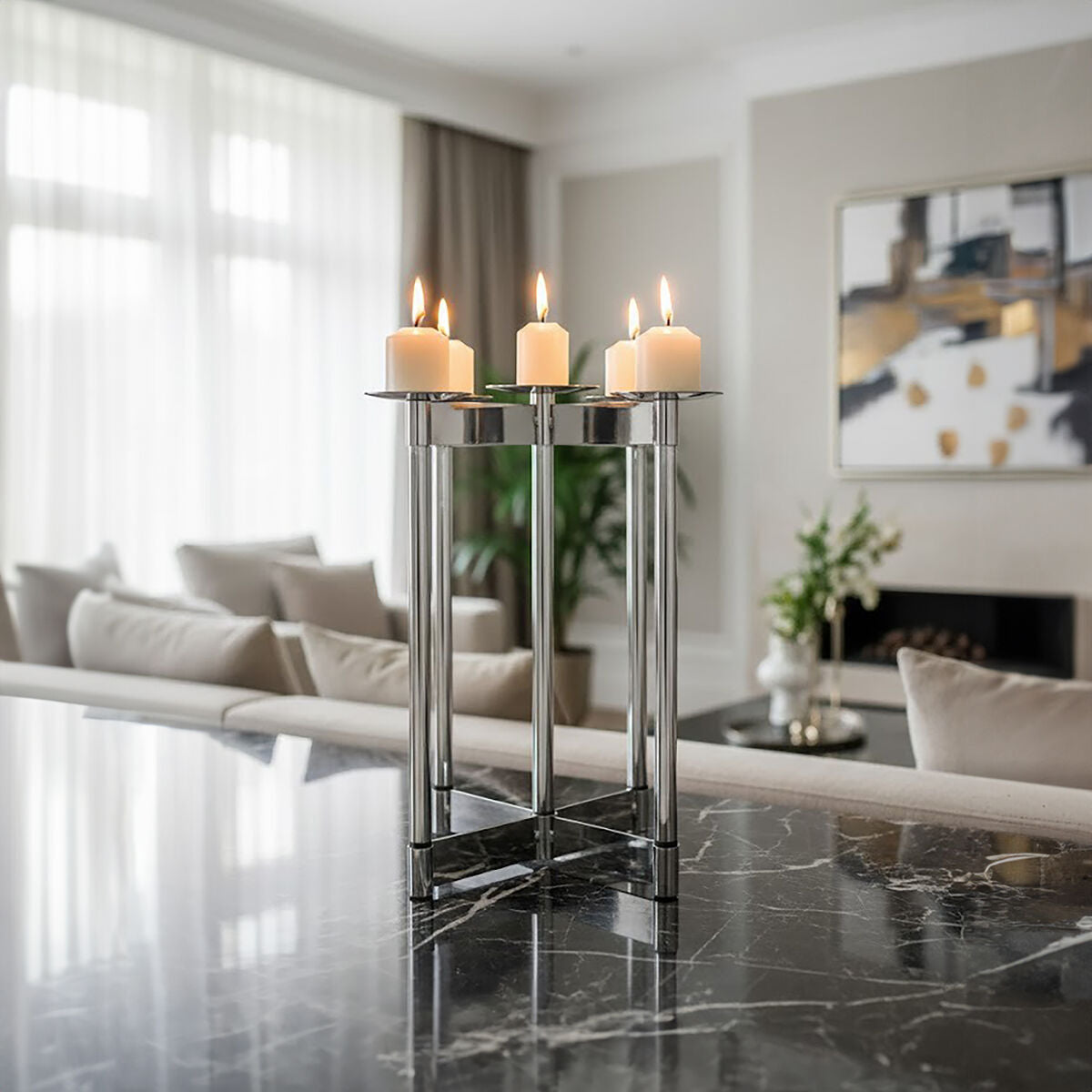 Lucita Silver Candelabra.