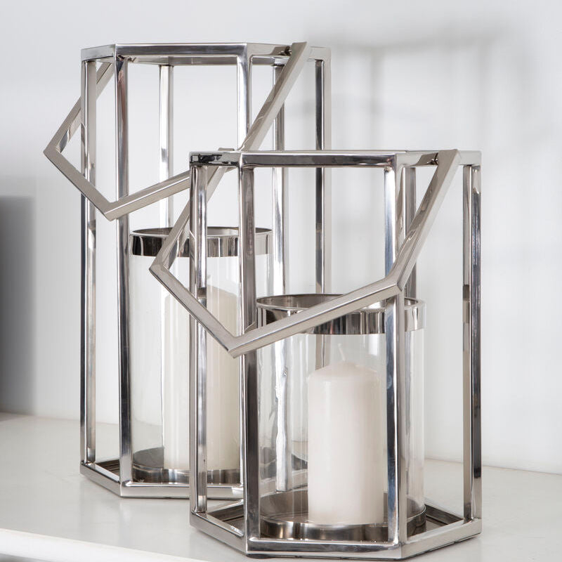 Herber Small Silver Hexagonal Lantern