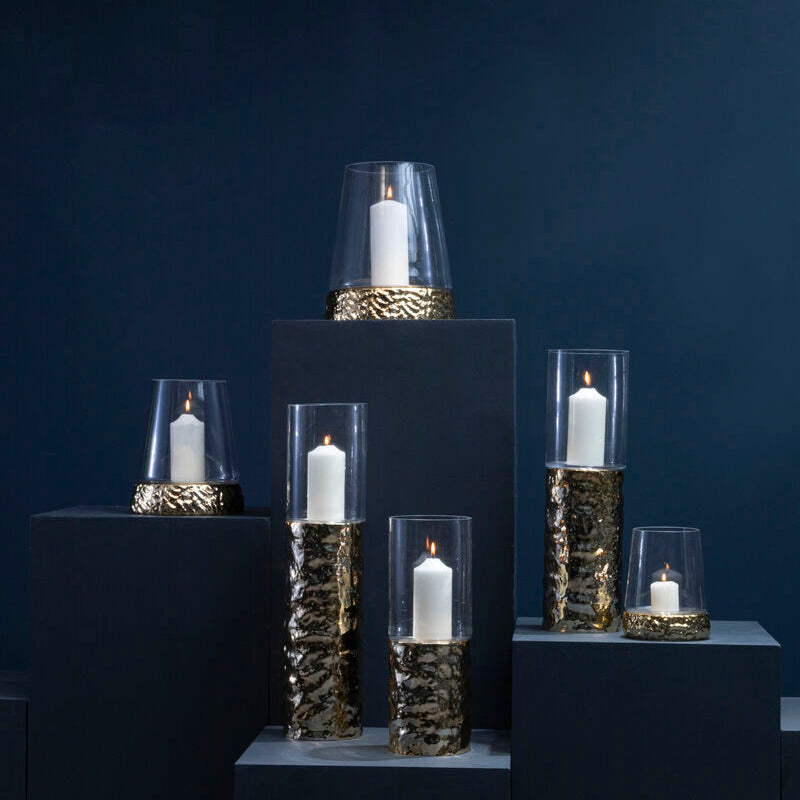Martele Medium Pillar Gold Candle Holder