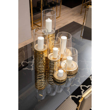 Martele Medium Pillar Gold Candle Holder