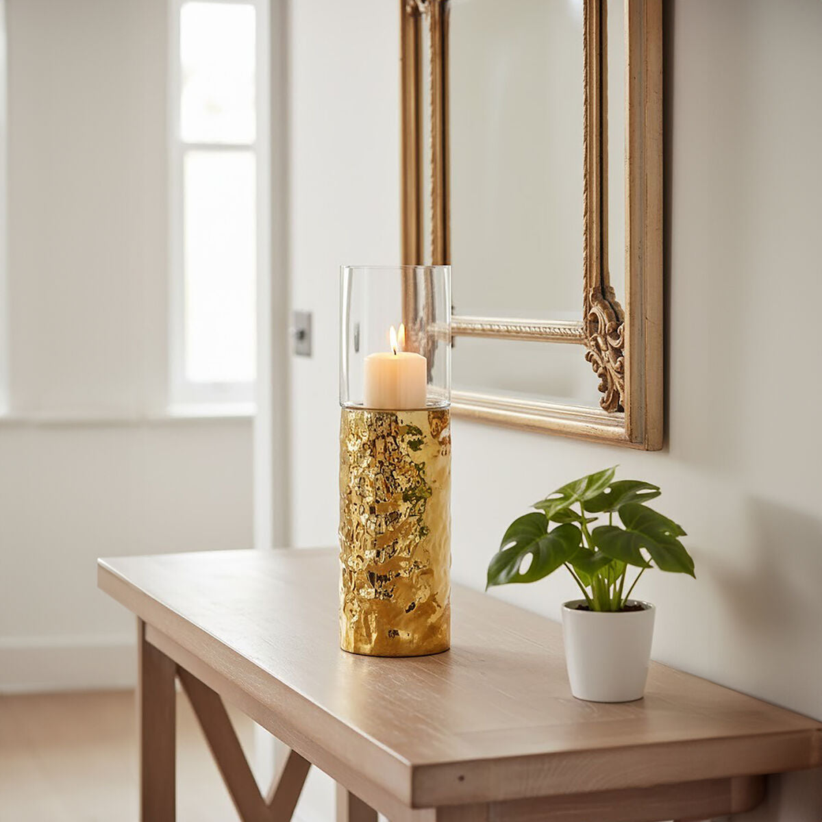 Martele Medium Pillar Gold Candle Holder