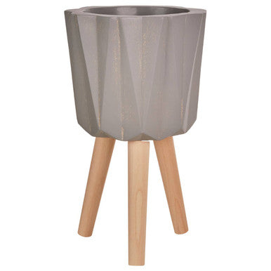 Darnell Small Grey Faceted Planter