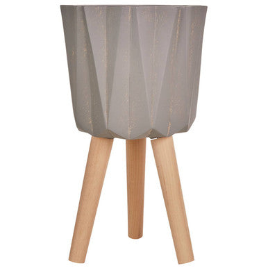 Darnell Small Grey Faceted Planter