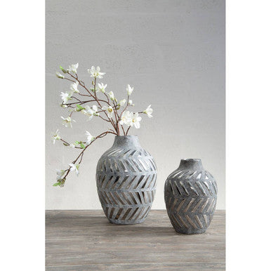 Helaine Grey and Silver Large  Vase