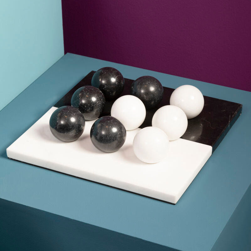 Flos Black And White Tic Tac Toe Marble Game