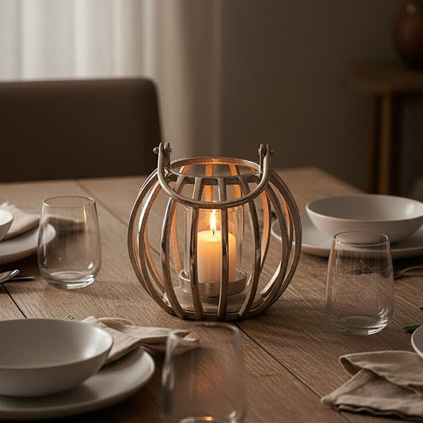 Aura Small Silver Finish Lantern