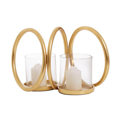 Small Gold Finish Double Candle Holder | Aura