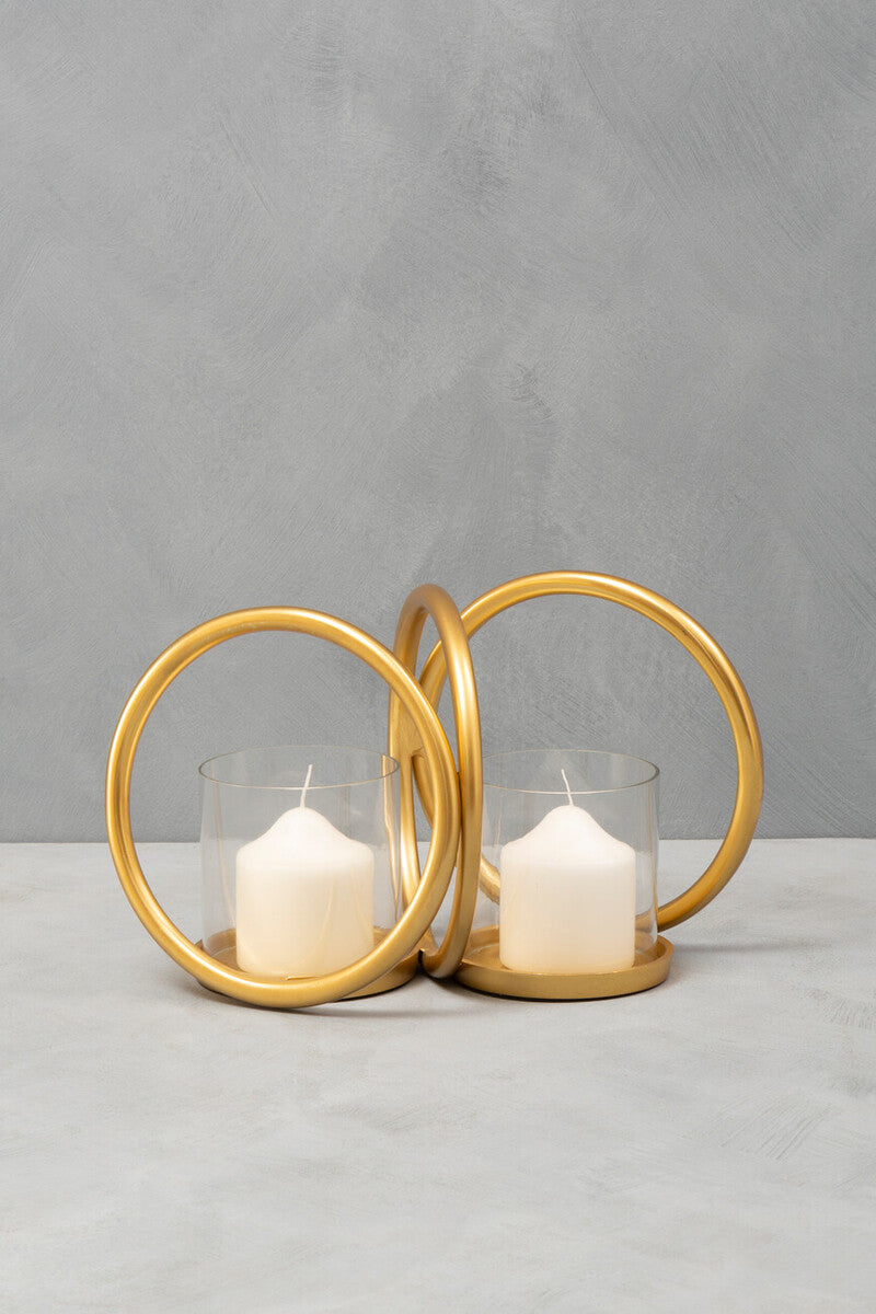Small Gold Finish Double Candle Holder | Aura