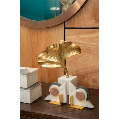 Mirano Gold Finish Ginkgo Sculpture