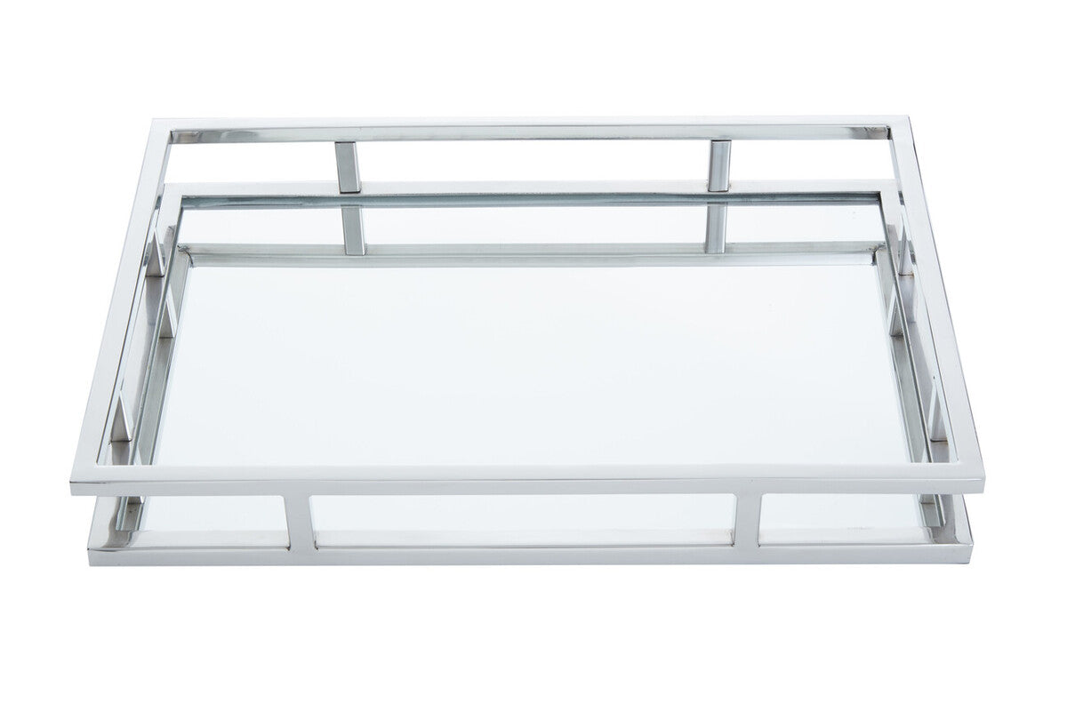 Cruzar Rectangular Silver Finish Tray
