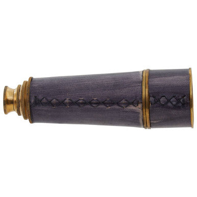 Churchill Brass and Black Leather Effect Tapered Telescope