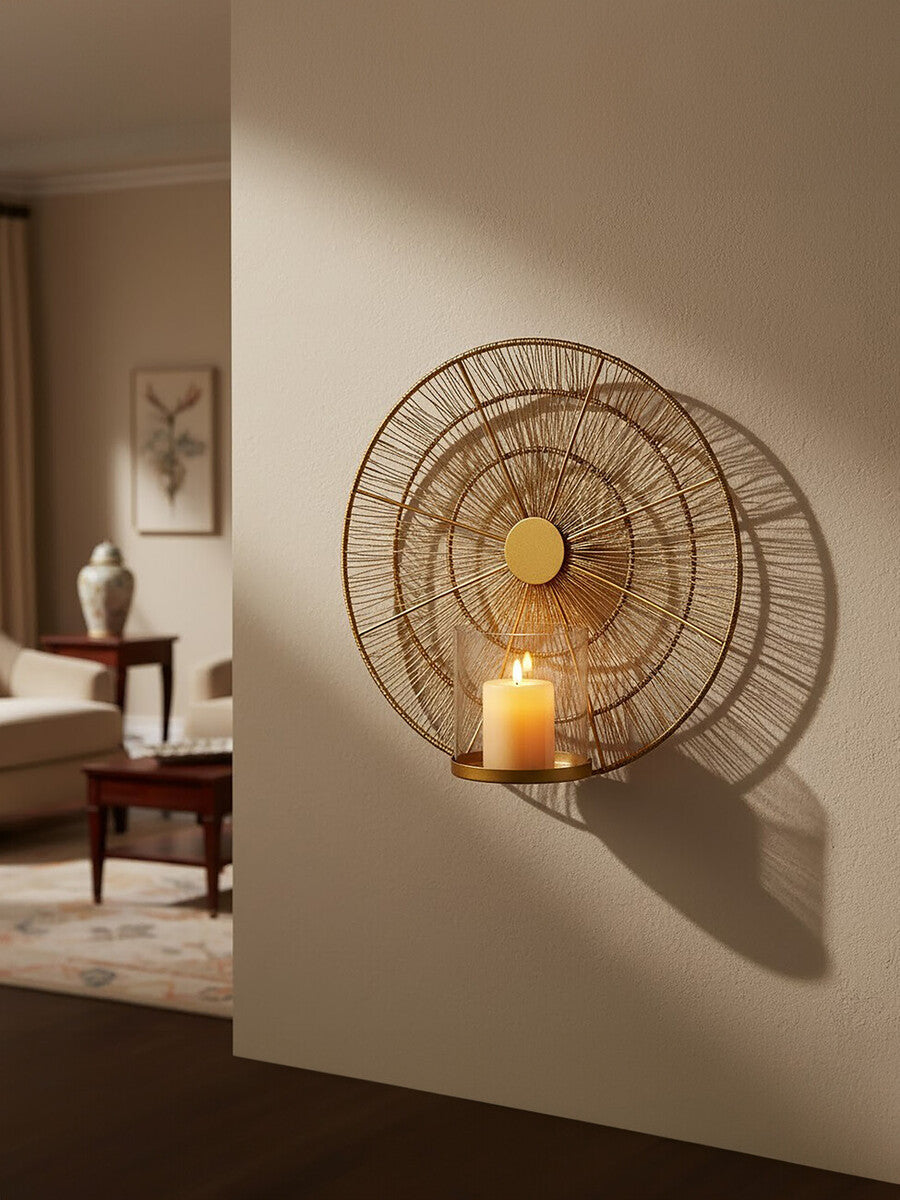 Enzo Gold Wire Wall Sconce Candle Holder