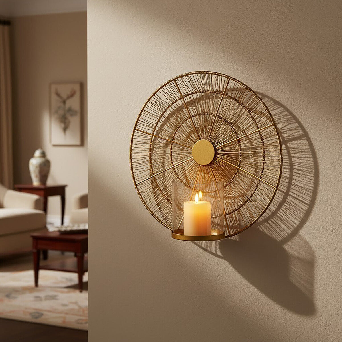 Enzo Gold Wire Wall Sconce Candle Holder
