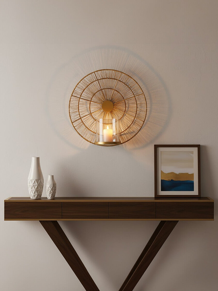 Enzo Gold Wire Wall Sconce Candle Holder