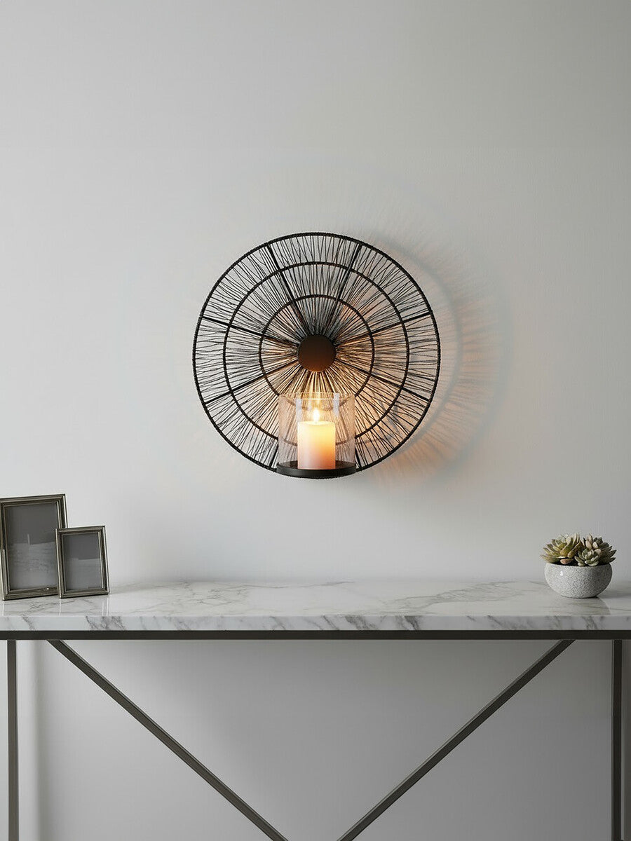 Enzo Black Wire Wall Sconce Candle Holder
