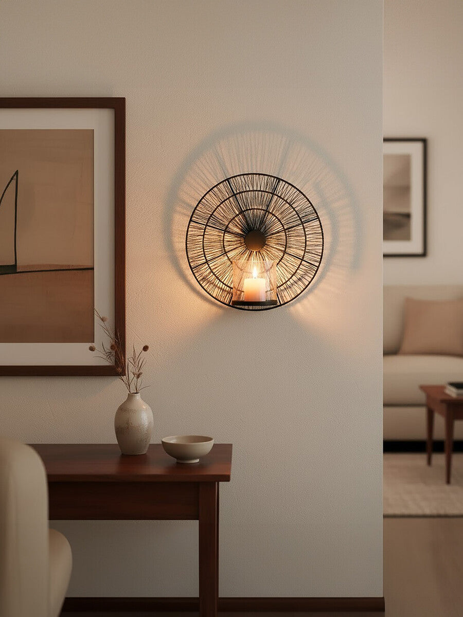 Enzo Black Wire Wall Sconce Candle Holder