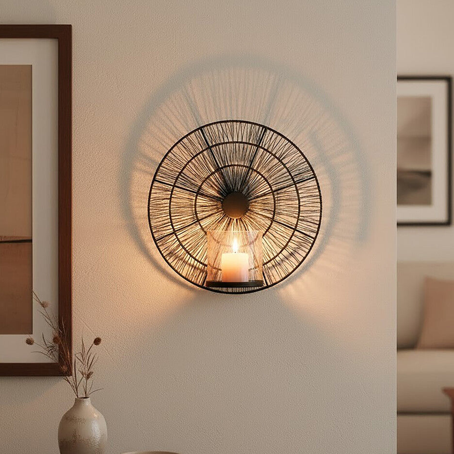 Enzo Black Wire Wall Sconce Candle Holder