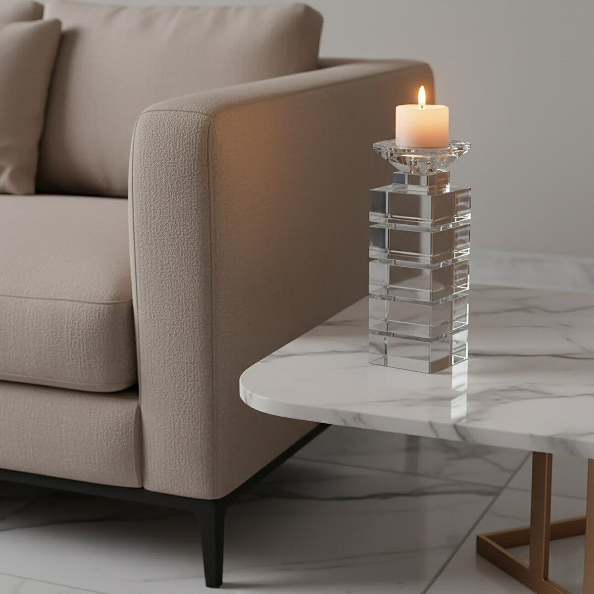 Carrie Clear Finish Small Candle Holder