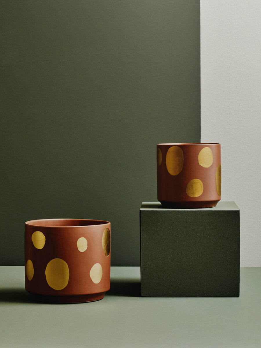 Yuri Large Terracotta Gold Spotted Planter