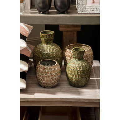 Yana Large Green Textured Ceramic Vase