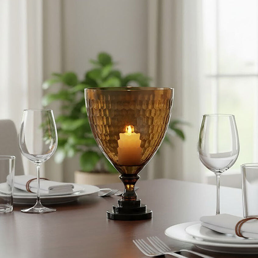 Cortina Small Honeycomb Glass Candle Holder
