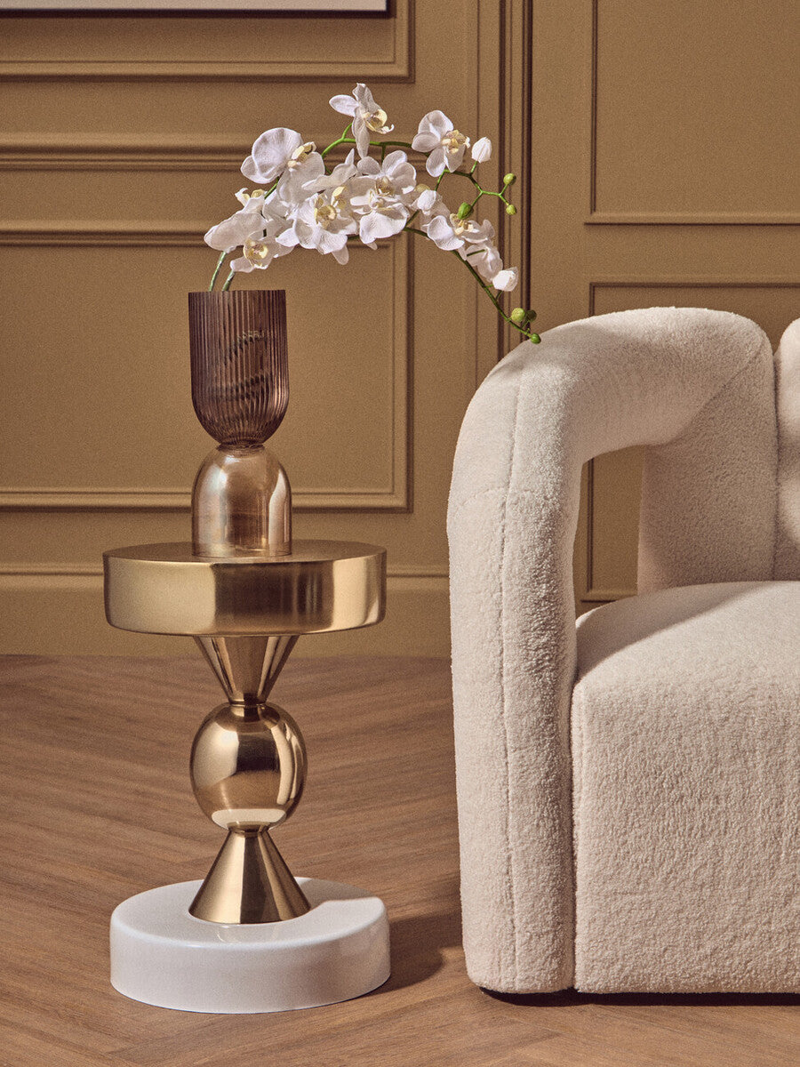 Esma Small Amber and Brown Glass Vase