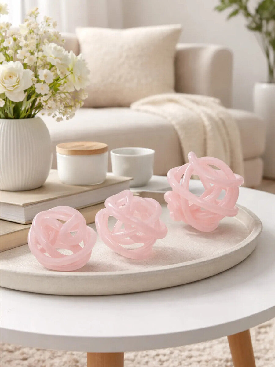 Knot Decor Set of 3 Pink Glass Ornament