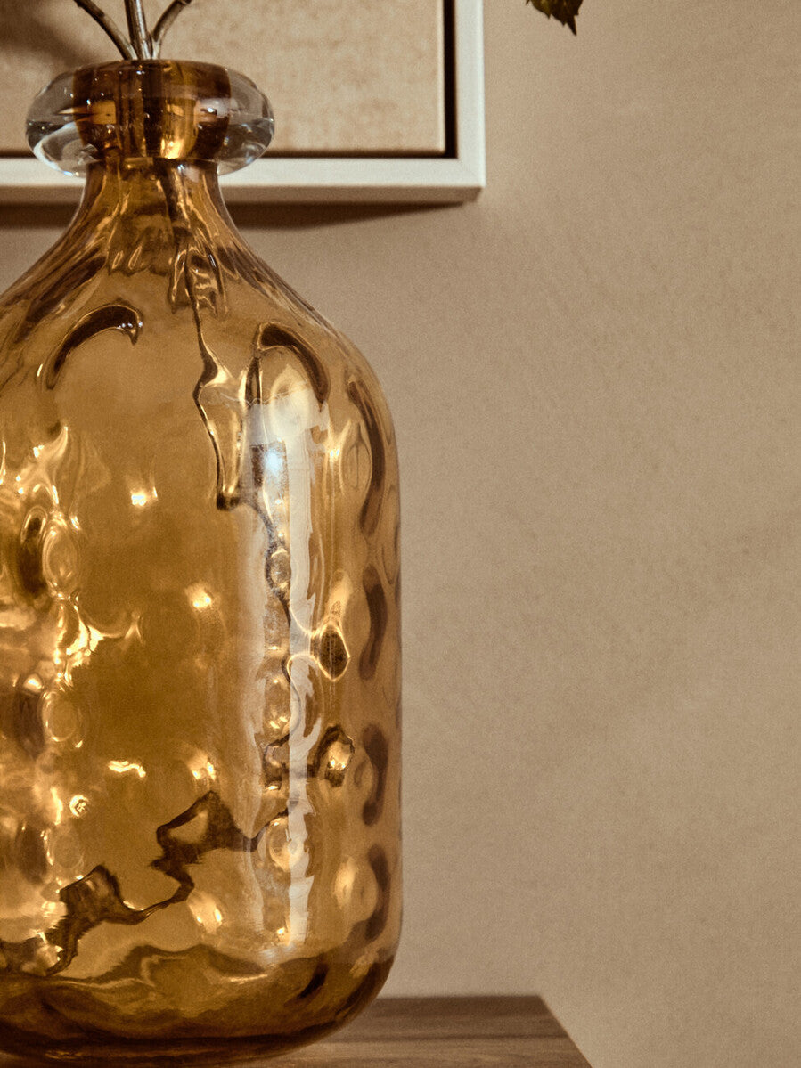 Huda Amber Tall Glass Bottle Vase