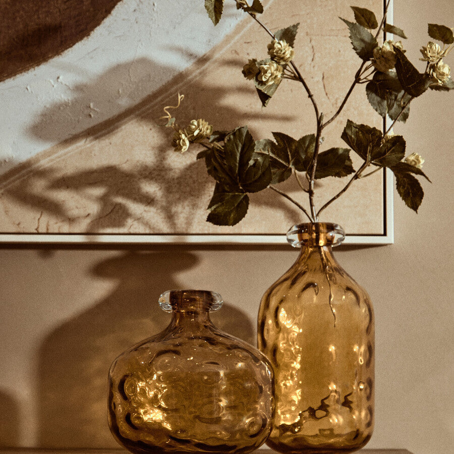 Huda Amber Tall Glass Bottle Vase