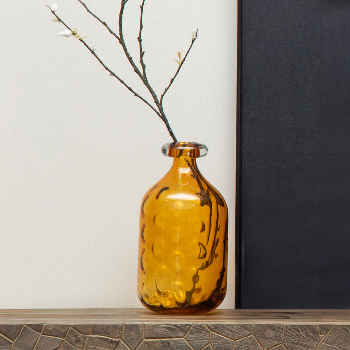 Huda Amber Tall Glass Bottle Vase