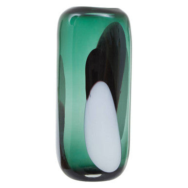 Hania Large Green Glass Vase with Abstract Pattern