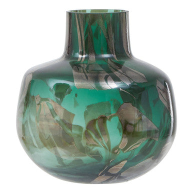 Herbie Green and Gold Small Glass Vase