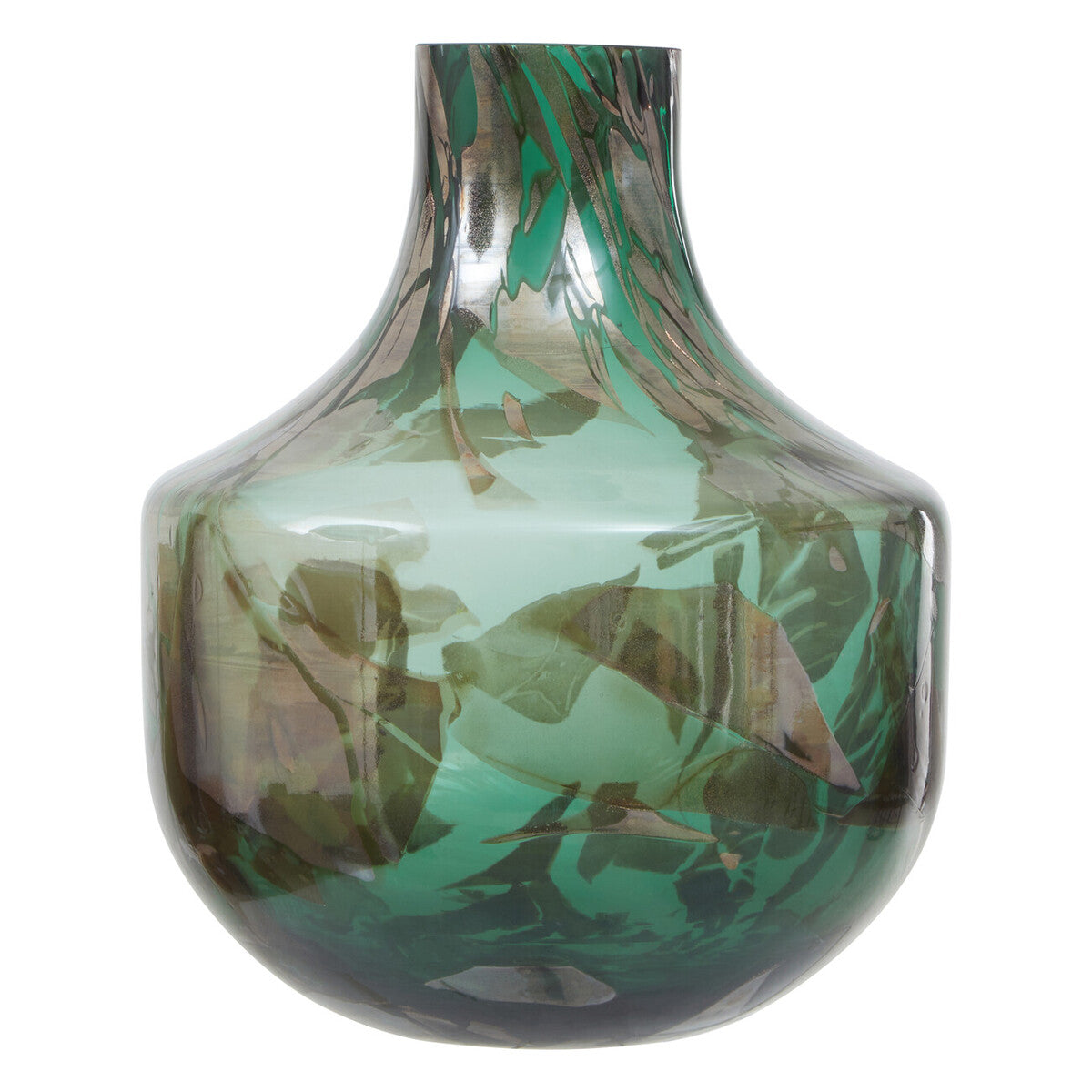 Herbie Green and Gold Large Glass Vase