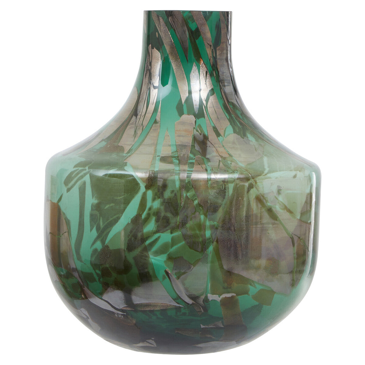 Herbie Green and Gold Large Glass Vase