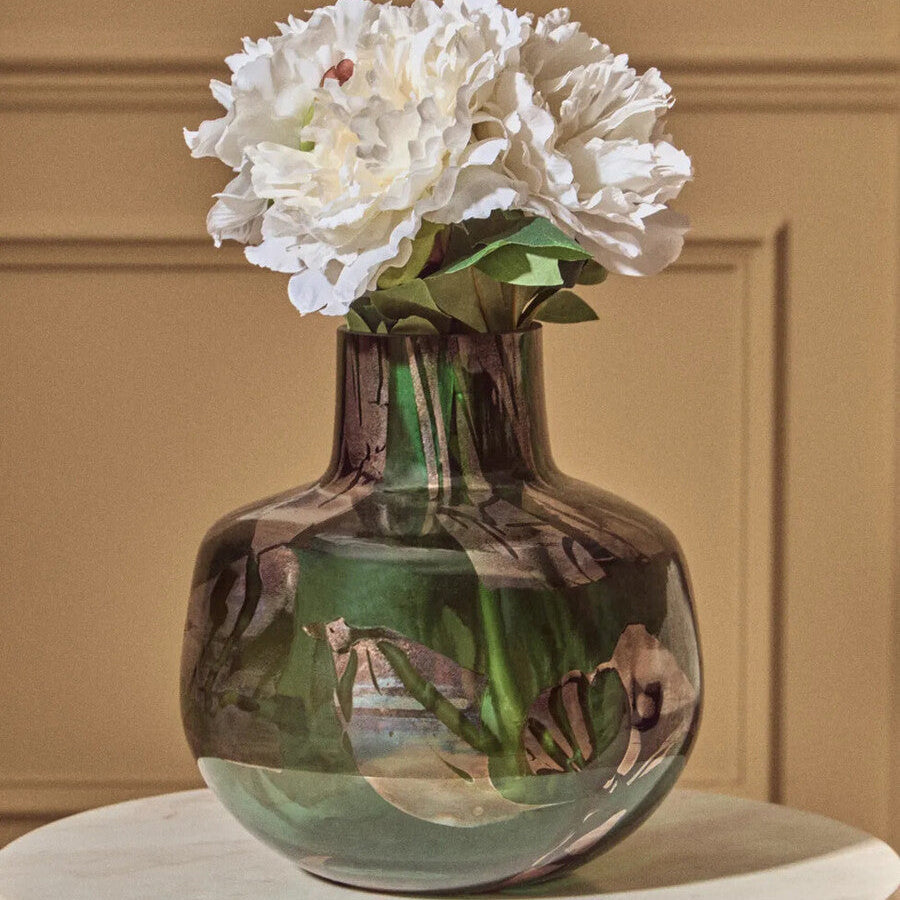 Herbie Green and Gold Large Glass Vase